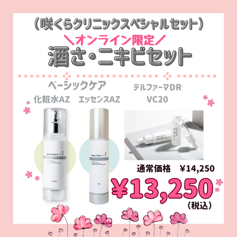 酒さ・ニキビセット｜ベーシックケアAZ化粧水＋乳液＋デルファーマVC20