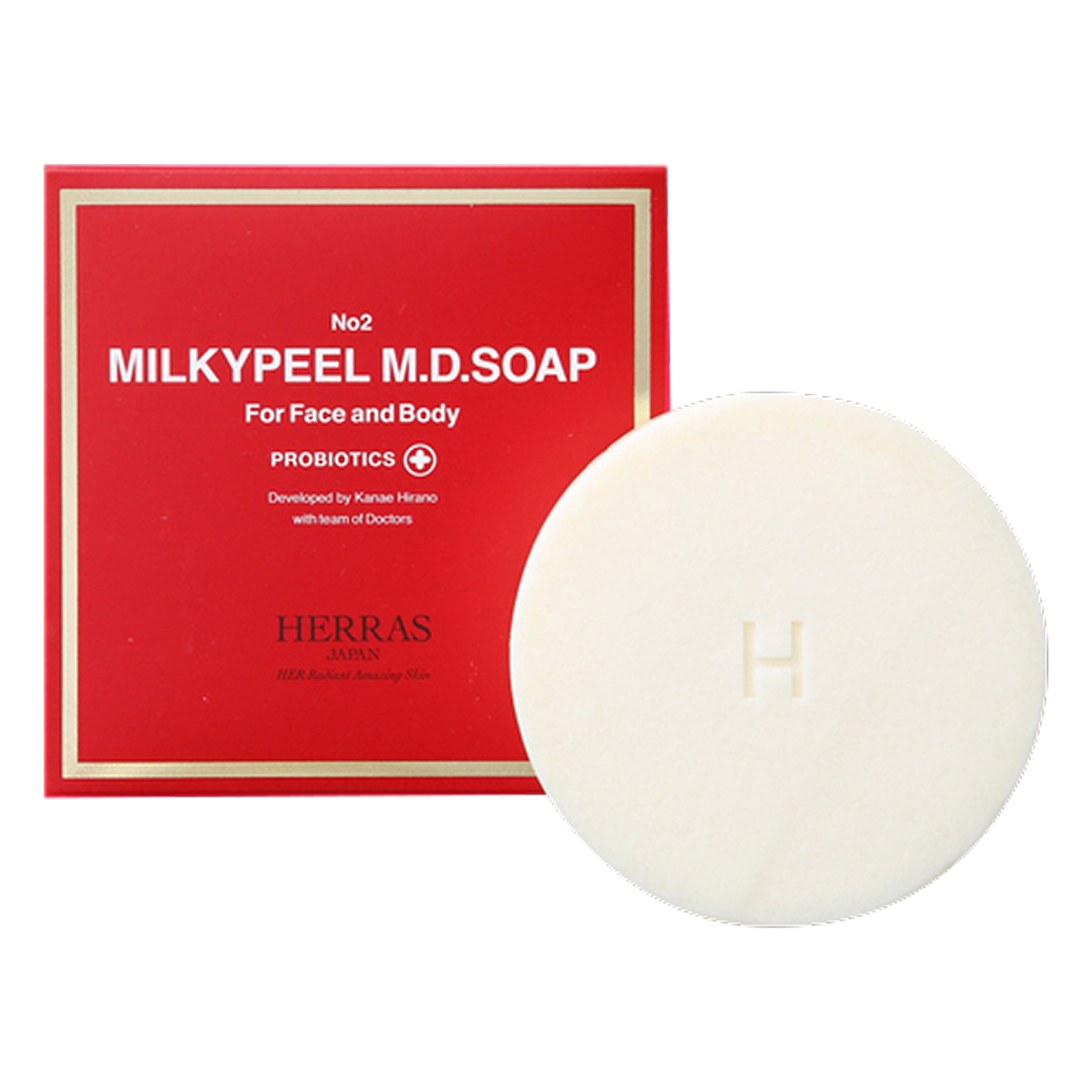 HERRAS ミルキーピール エムディーソープ 乳酸菌プラス｜MILKYPEEL M.D.SOAP PROBIOTICS +